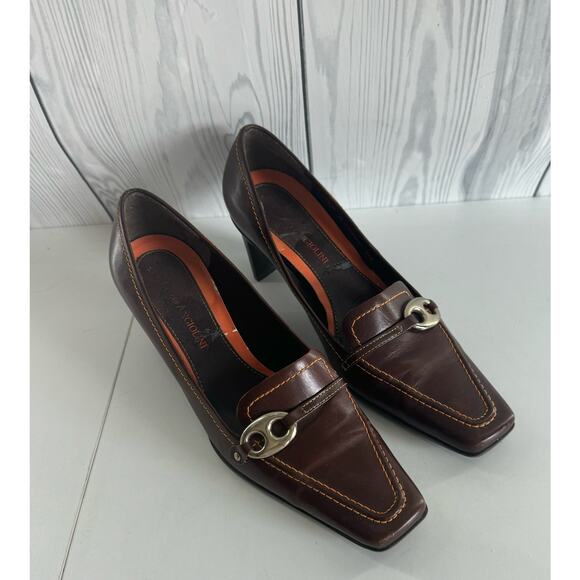 Enzo Angiolini Womens 5.5 M Brown Slip On Block Heel Shoes  Grannycore R1 - Picture 1 of 7